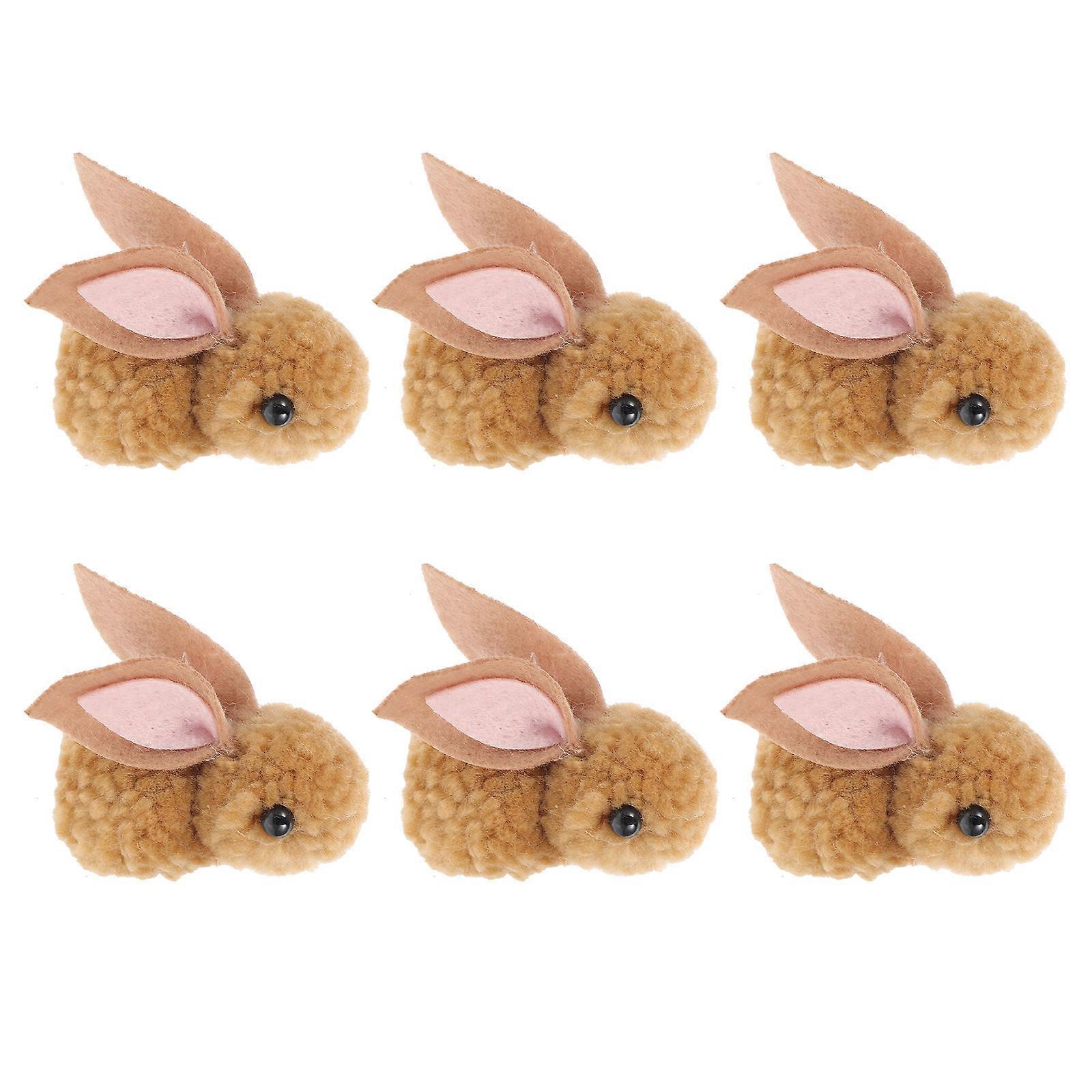 6pcs Adorable Plush Bunny Ornaments for Christmas Tree Decoration Festive Xmas Rabbit Dolls to Enhance Holiday Atmosphere