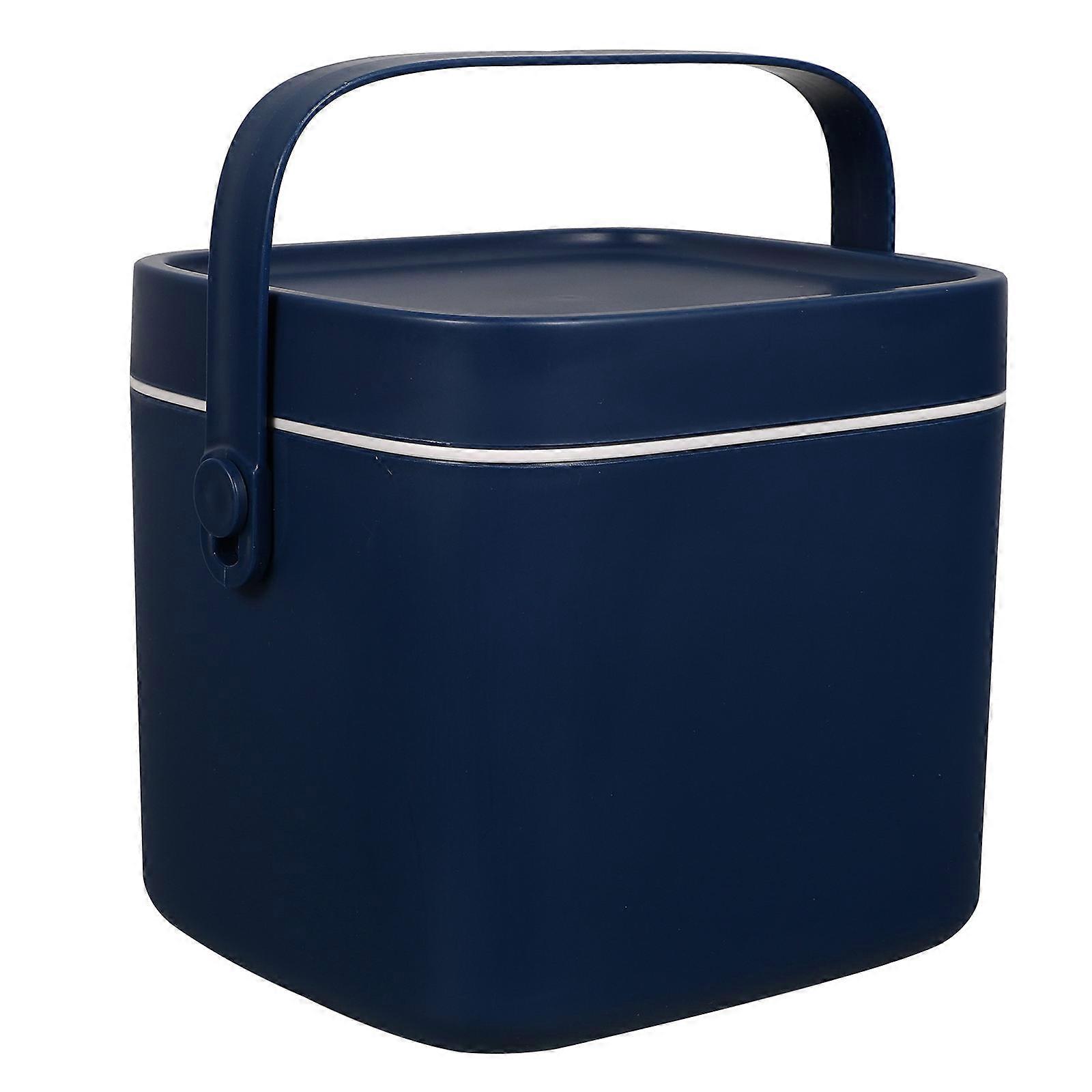 Plastic Storage Basket Multifunctional Storage Box Portable Dustproof Blue 19.7X19.7X17.8CM 1Set
