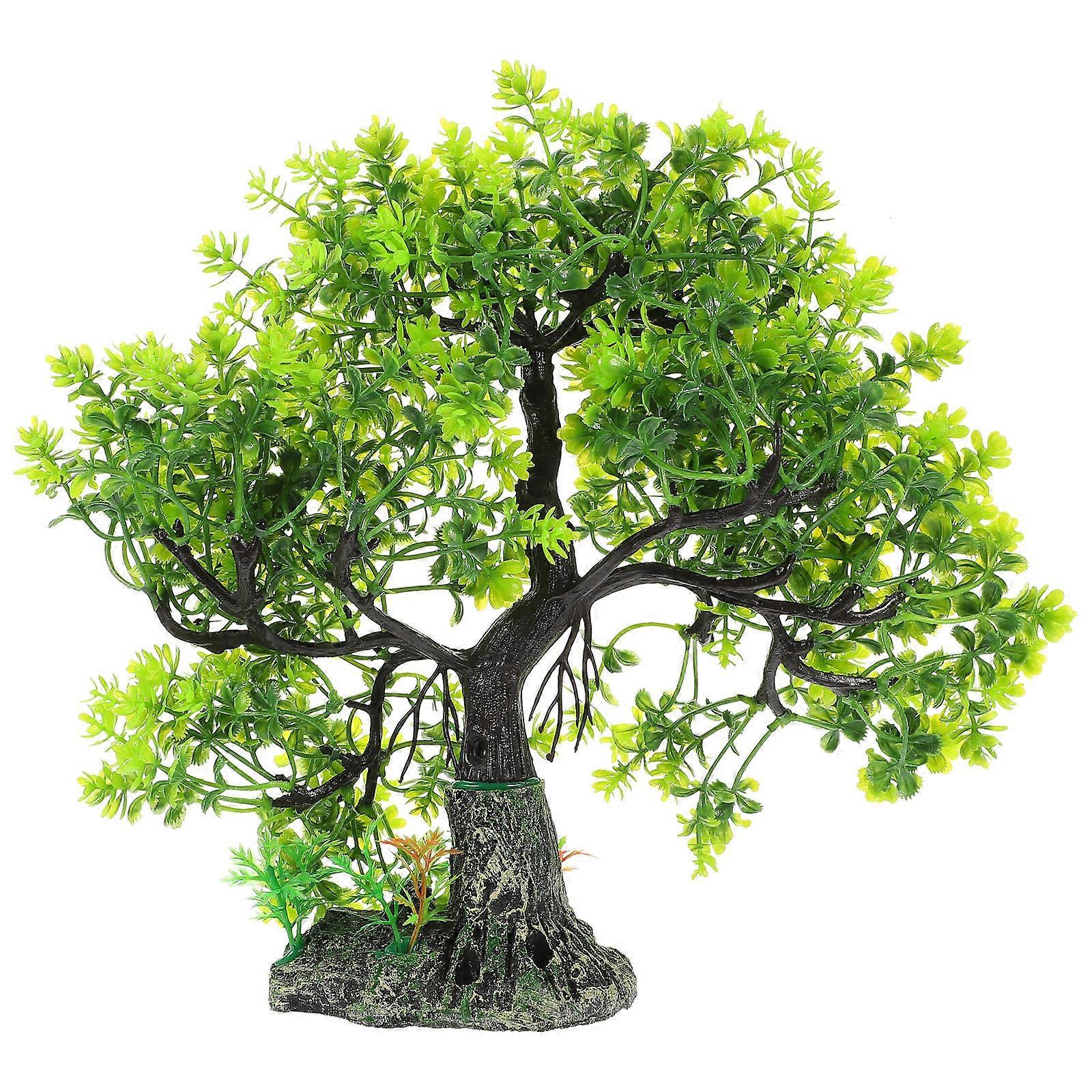 Artificial Bonsai Tree Aquarium Resin Craft Fish Tank Tree Ornament Green 1Set
