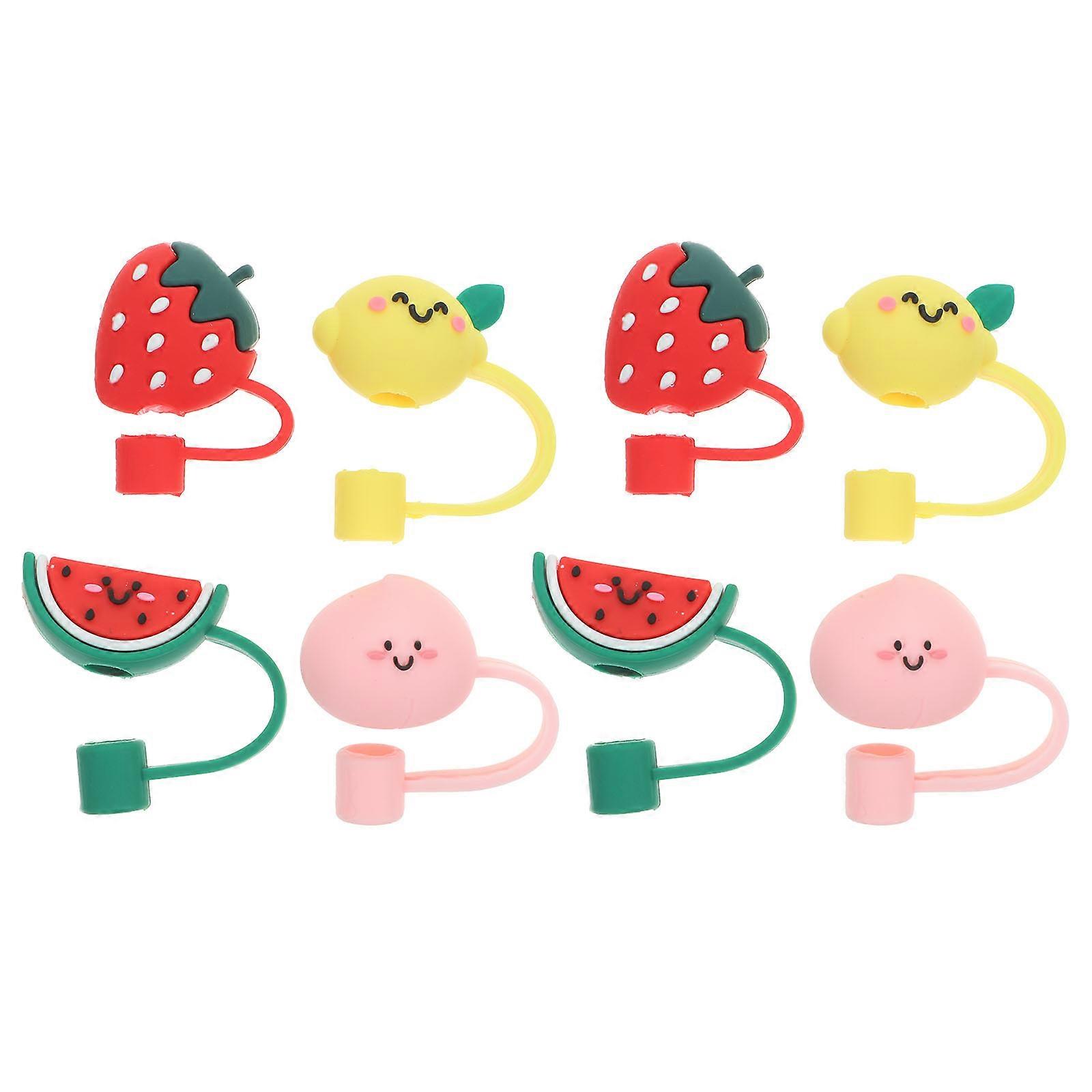 Fruit Straw Cover Cap Silicone Material For Outdoor Activities 8Pcs