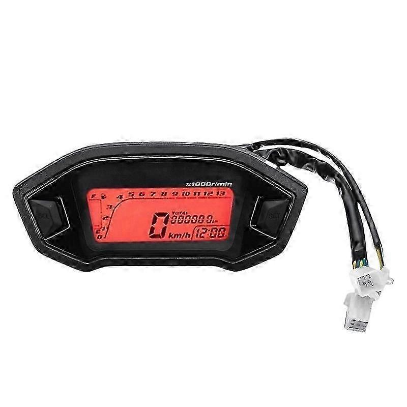 Motorcycle LCD Digital Speedometer, Plastic, Black, 19.458*8.731 cm