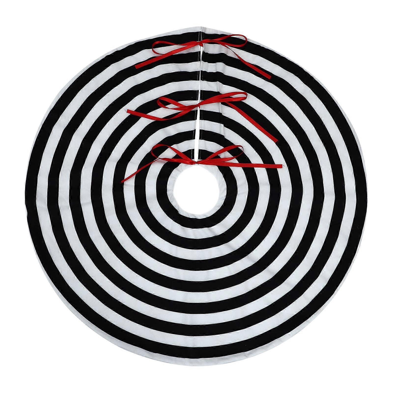Striped Tree Skirt Black Theme Hide Tree Pot or Stand 122x122cm 1Set