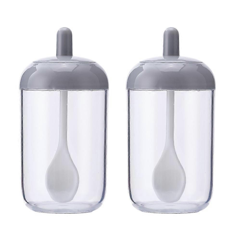 Seasoning Dispenser Jar Kitchenware Storage Container Modern Round Grey 2Pcs