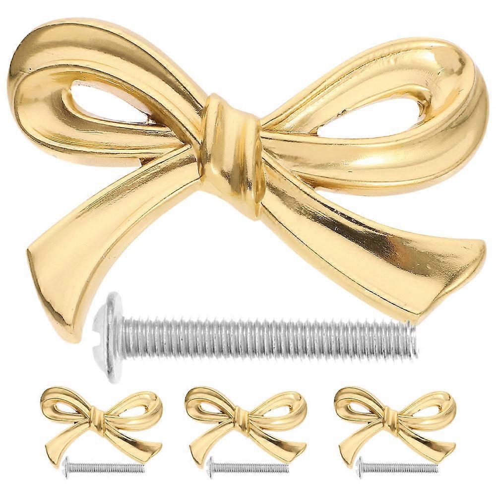 Bow Drawer Knobs Brass Bowknot Decorative Handles 4Pcs for Dressers