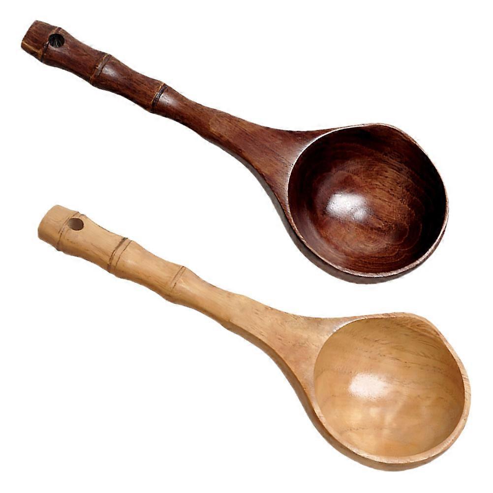 Bamboo Japanese Design Soup Serving For Kitchen Utensil Bath Sauna 25.00X9.00X5.00CM 2Pcs