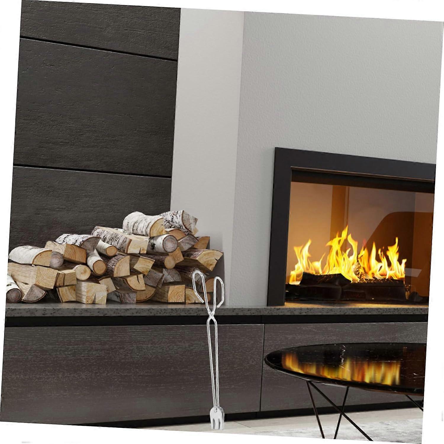 Tongs with Handle for Fireplace and Outdoor Pits, Charcoal and Firewood Gripper, Durable Steel Barbecue Tool Set