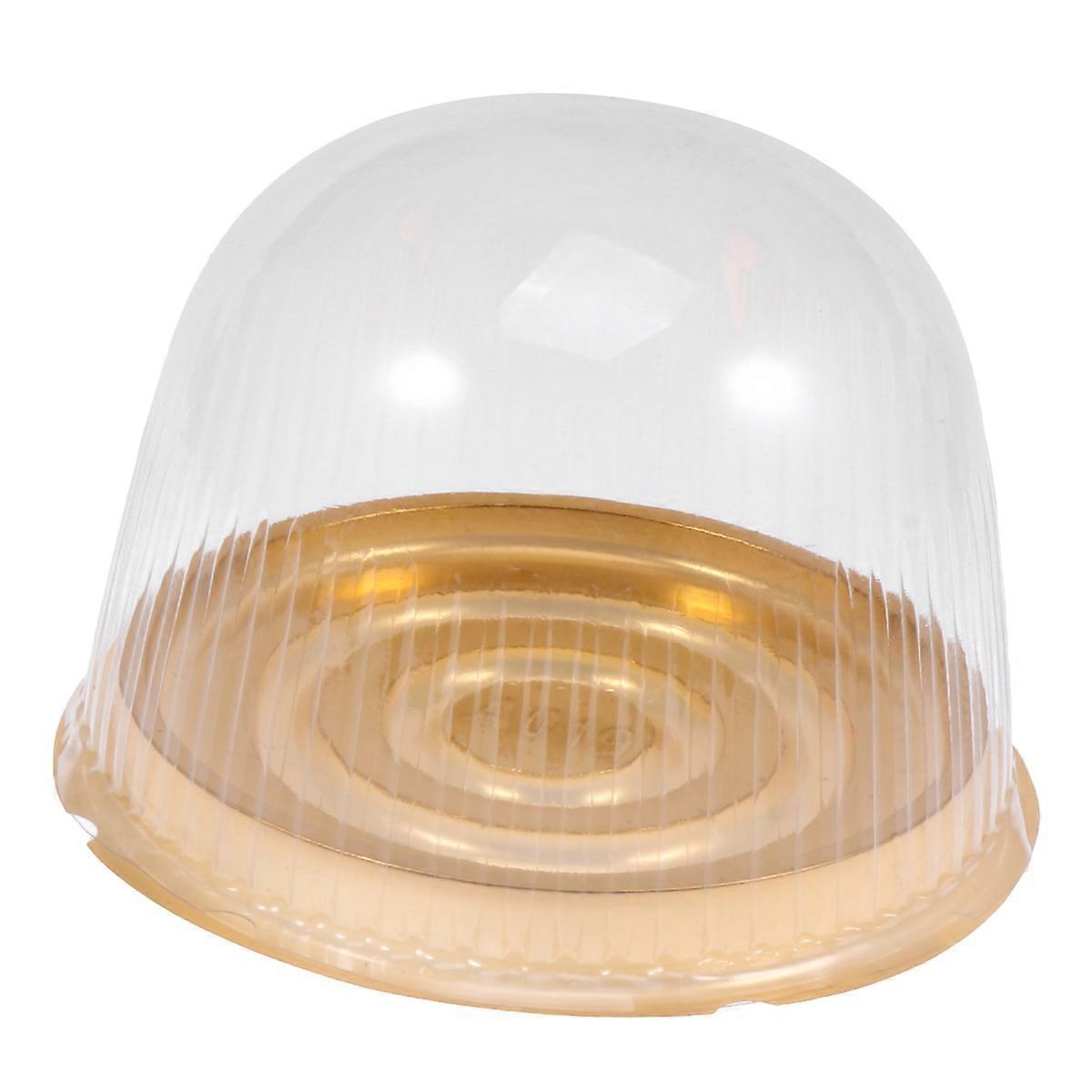 Muffin Boxes Containers Clear Plastic Round Shape Re-Sealable Golden Base 50Set For Bakers