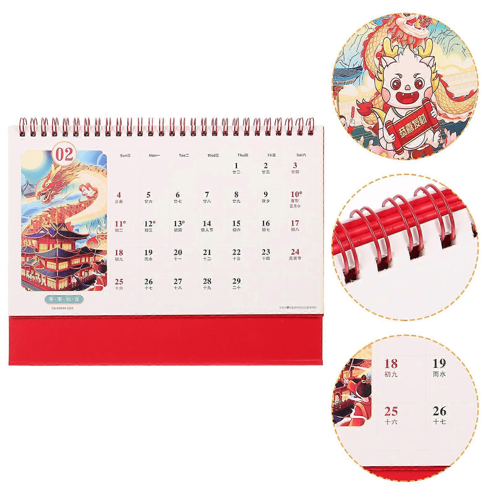 Mini Desk Calendar Teacher Desk Calendar for Office Workers Red 25x23.5cm Plan Appointments 1Pack