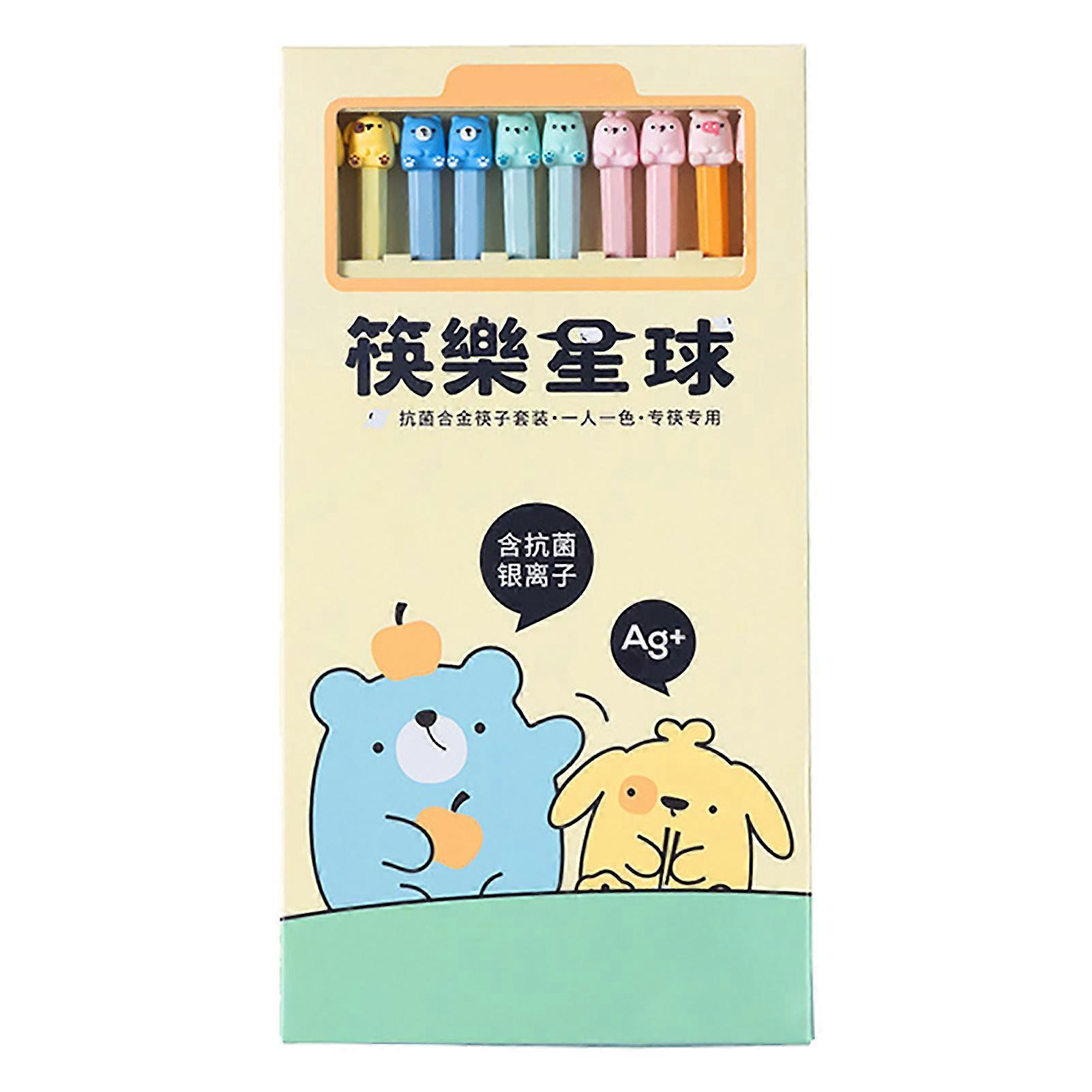 Lot de 5 paires de baguettes antidérapantes et portables, style animal mignon, pour la maison et l'école