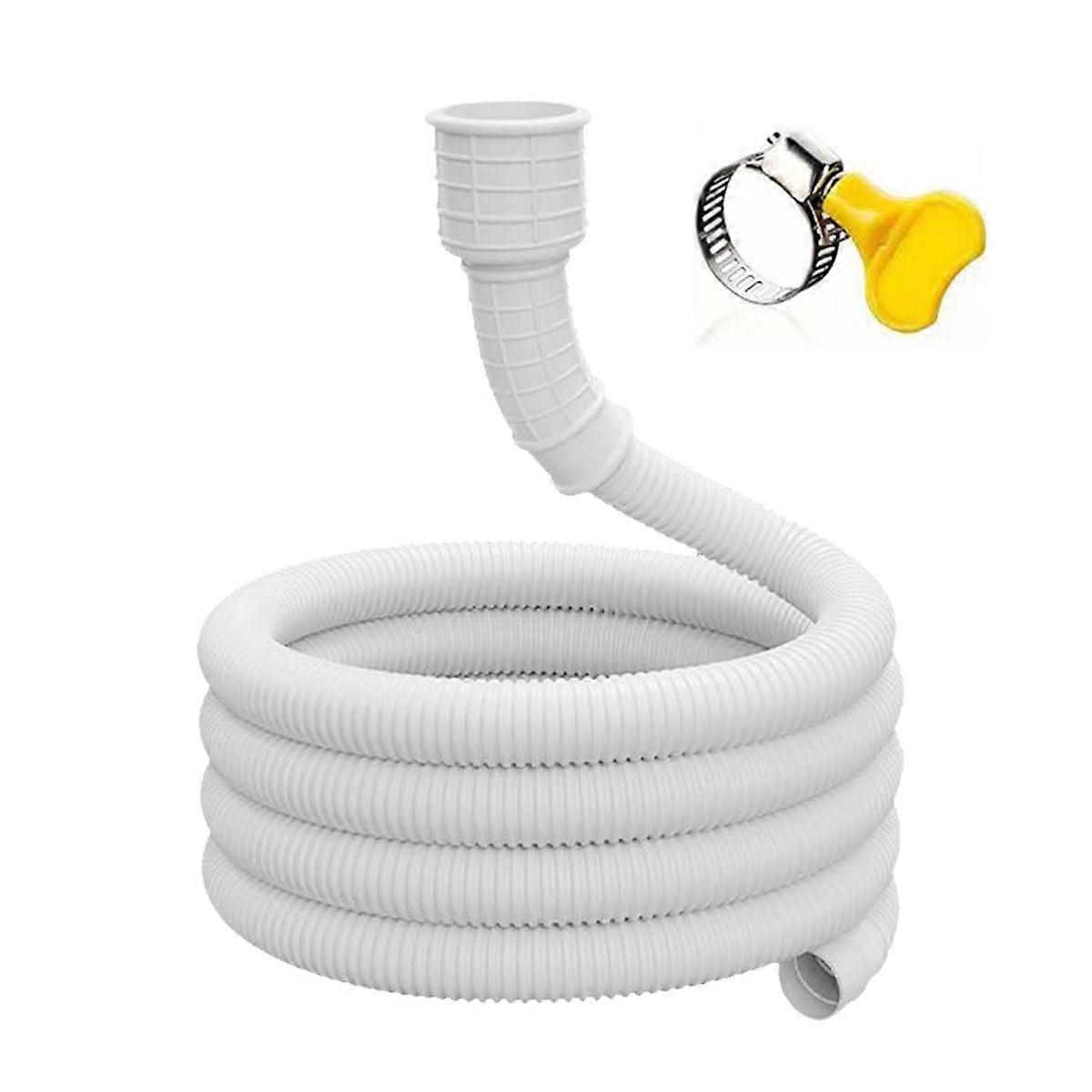 Flexible Drain Hose for Air Conditioner and Dehumidifier, 4m Cuttable Rubber Adapter with Clip for Washing Machine Outlet