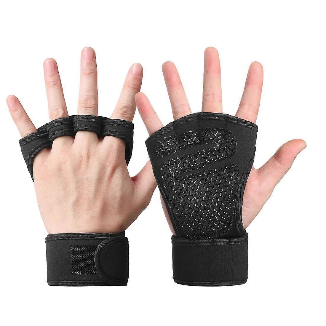 Ventilated Gloves, Powerlifting, NonSlip Training Gloves with Wrist Support
