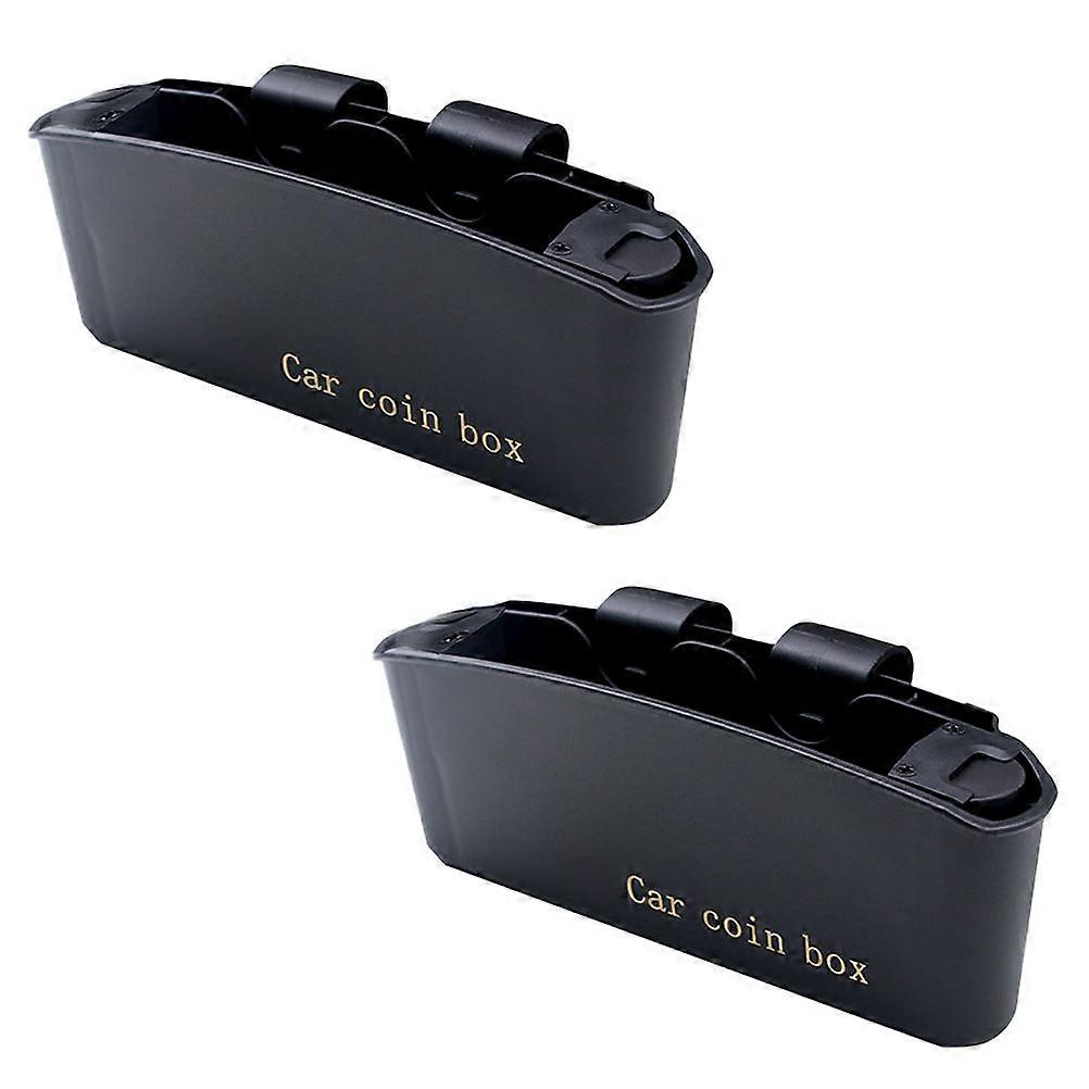 Car Trash Can & Change Organizer, Durable Heat Resistant Storage Box for Car, Keeps Coins and Essentials Organized, 2 Pcs, Black