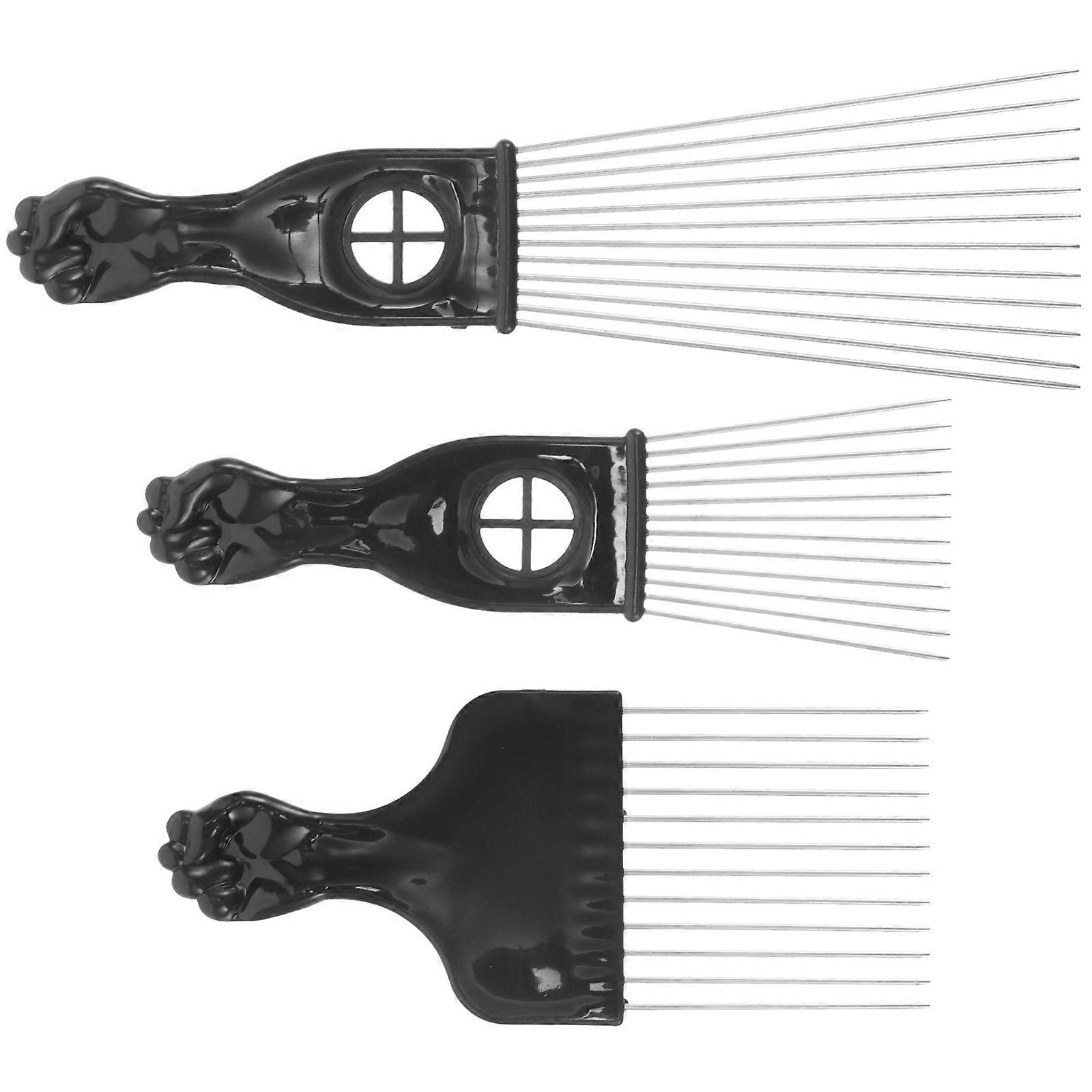 3pcs Durable Metal Hair Pick for Men – Portable Hair Styling Tool for Home and Salon Use, Reduces Breakage