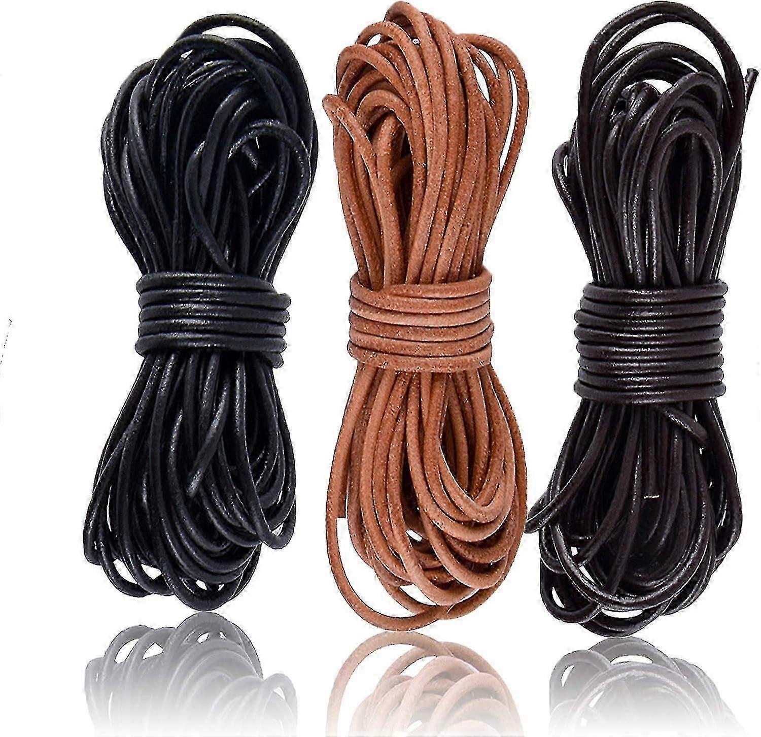 3 Rolls Round Leather Cords for Jewelry Making