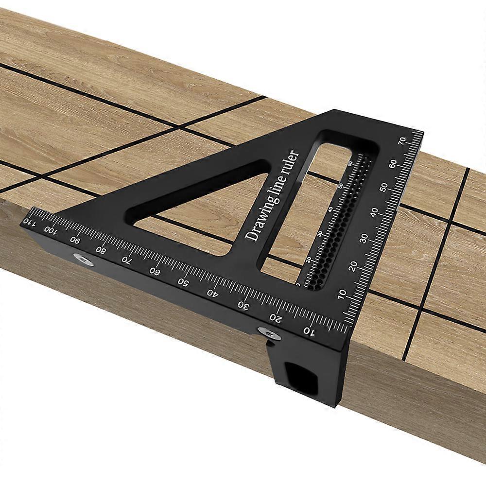 Woodworking Measuring Ruler 45/90 Degree Triangle Scriber Square Protractor Aluminum Alloy Measuring Tool for Engineer Carpenter