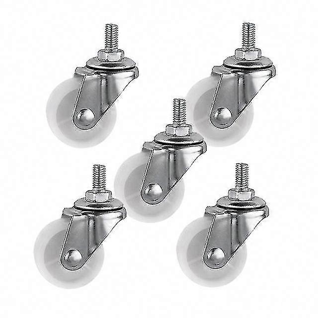 5 Pcs 1.5 Inch White PP Casters with M6 Thread, 4cm Roller Wheels for Display Frames Universal Screw Mount