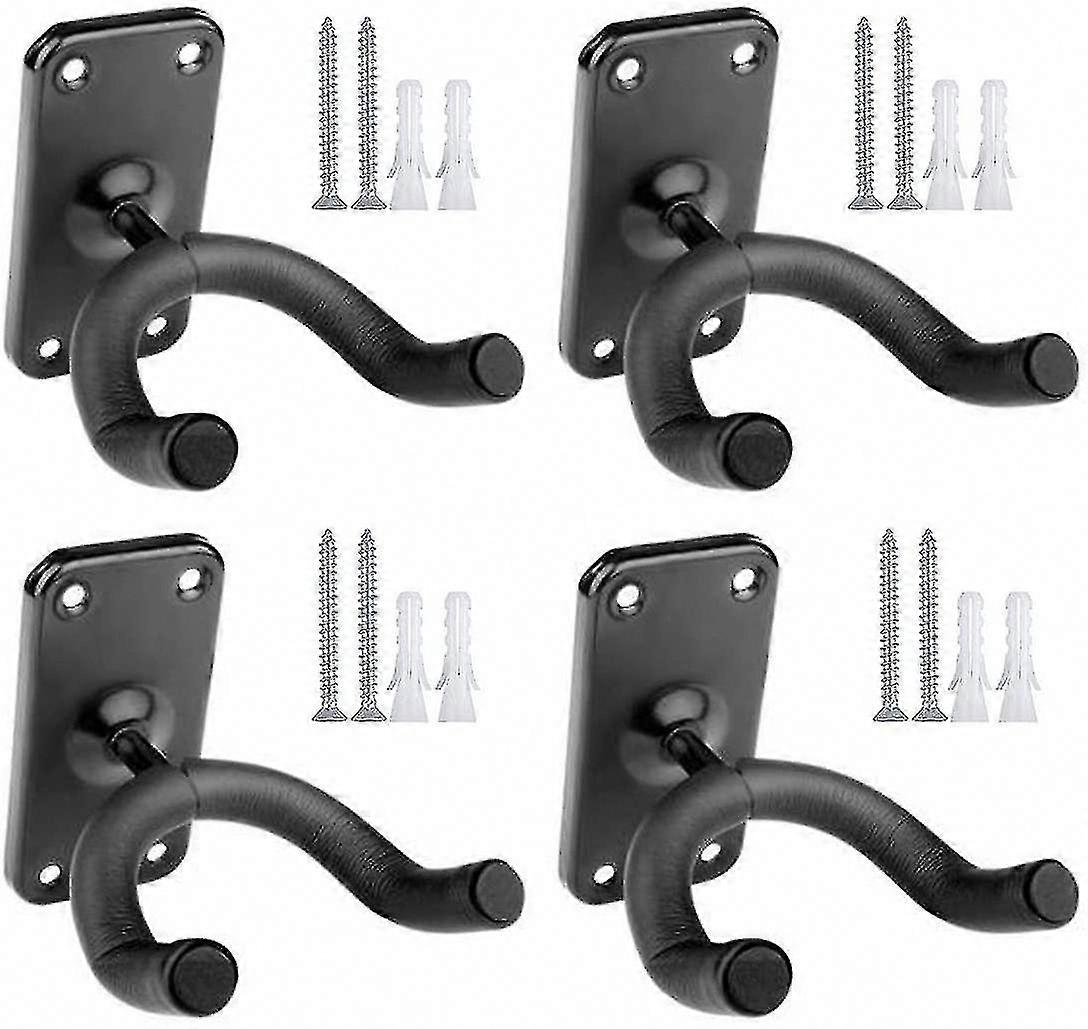 4pcs Guitar Hook Wall Mount Brackets - Strong & Secure Guitar Hangers for Multiple Instruments