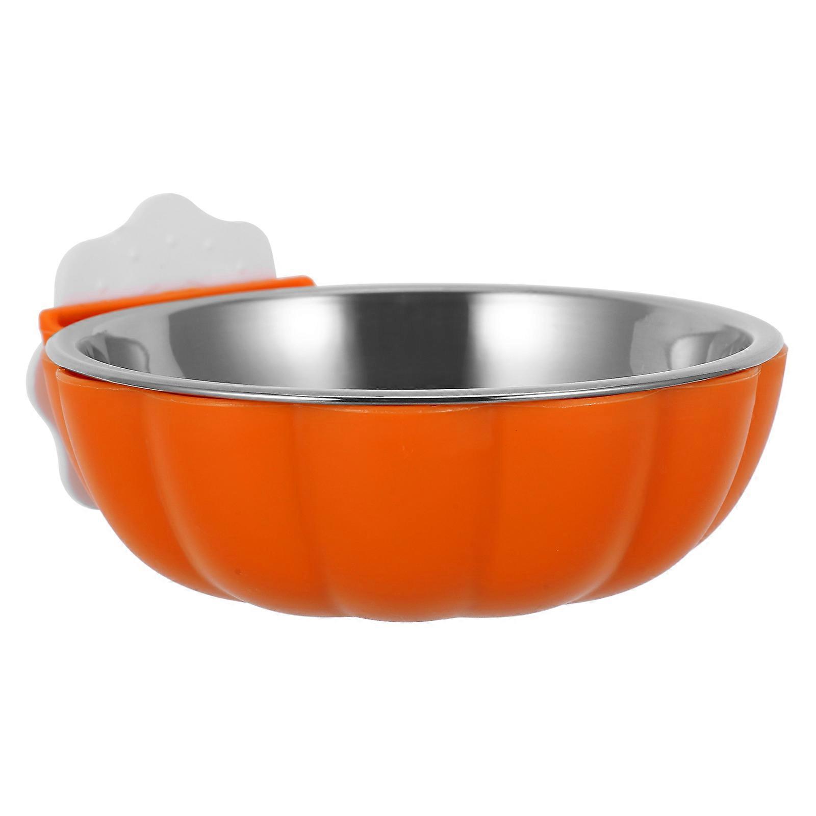 Klemmhalter, orangefarbener Edelstahl-Vogelnapf für Papageienfutter, Komplettset