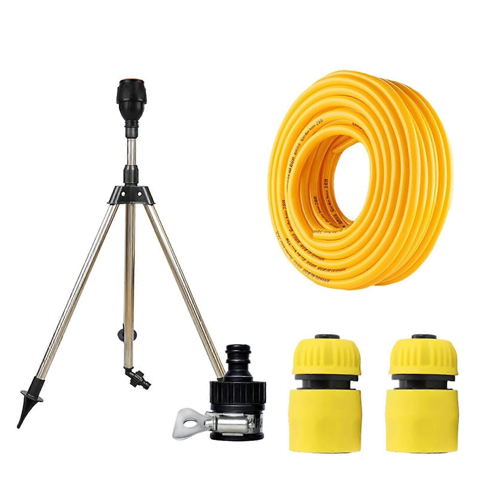 Rotating Tripod Sprinkler 360° Automatic Irrigation System with Hose, Durable Garden Sprinkler for Lawn, Plants, and Vegetables (Size: 2 20m)