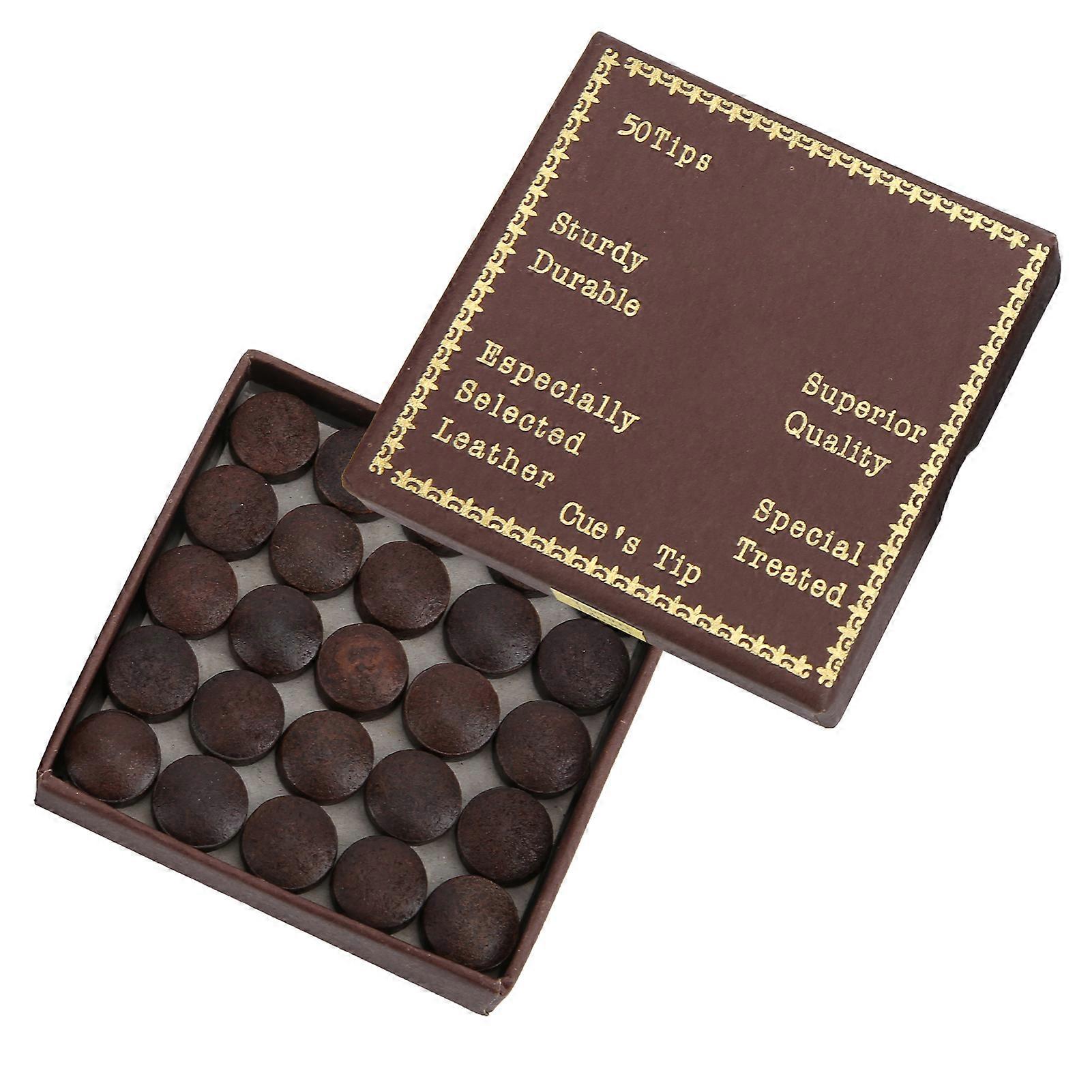 13MM 50pcs Brown-Red Cowhide Nine Ball Cue Tips Replacement