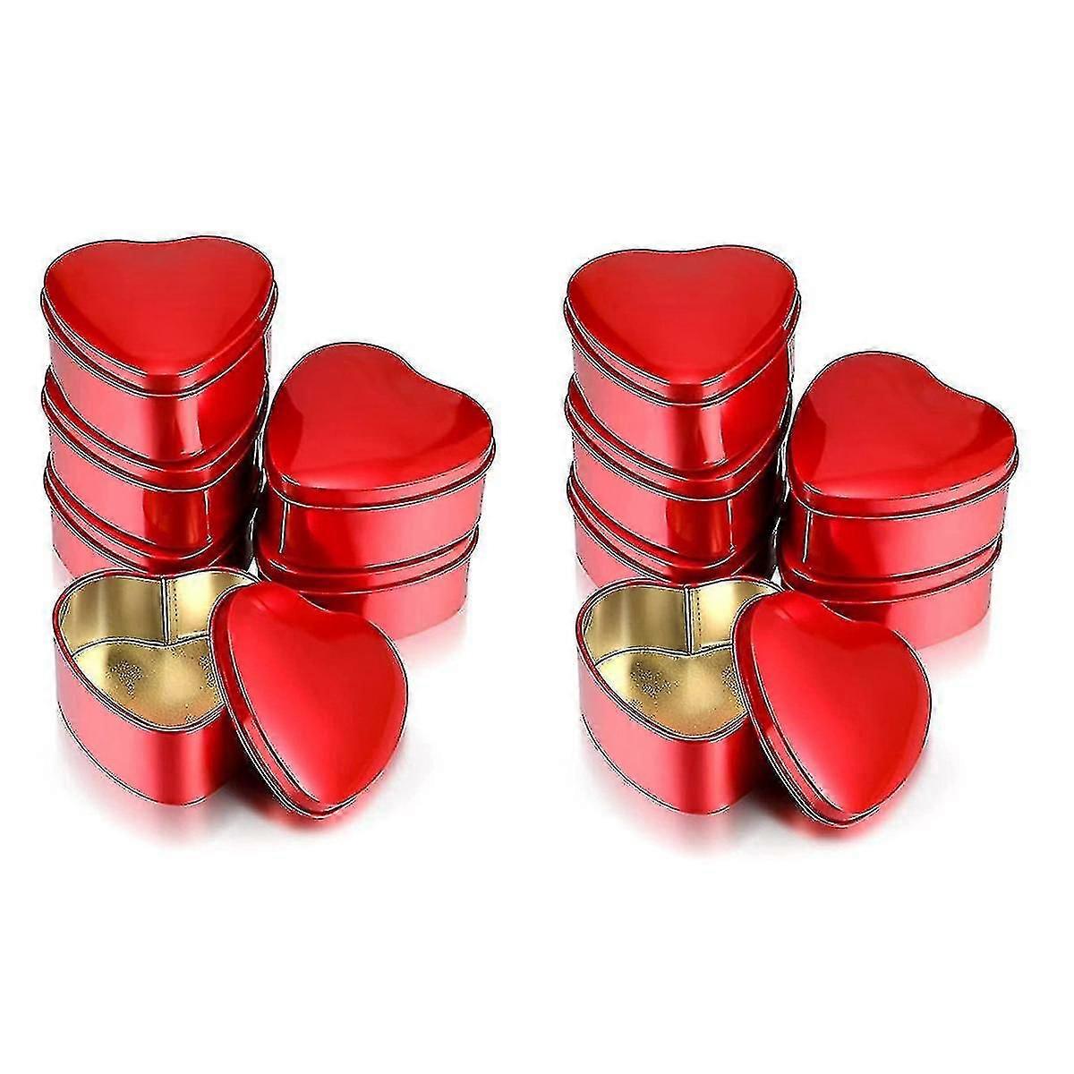 12pcs Heart Shaped Metal Tins Box With Lids Candy Boxes Heart Empty Tin Candies Jar For Valentines-YUHAO