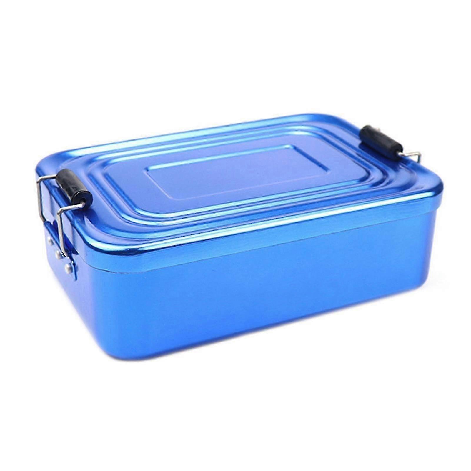 Robusta lonchera de aluminio portátil rectangular comida recipiente de fruta