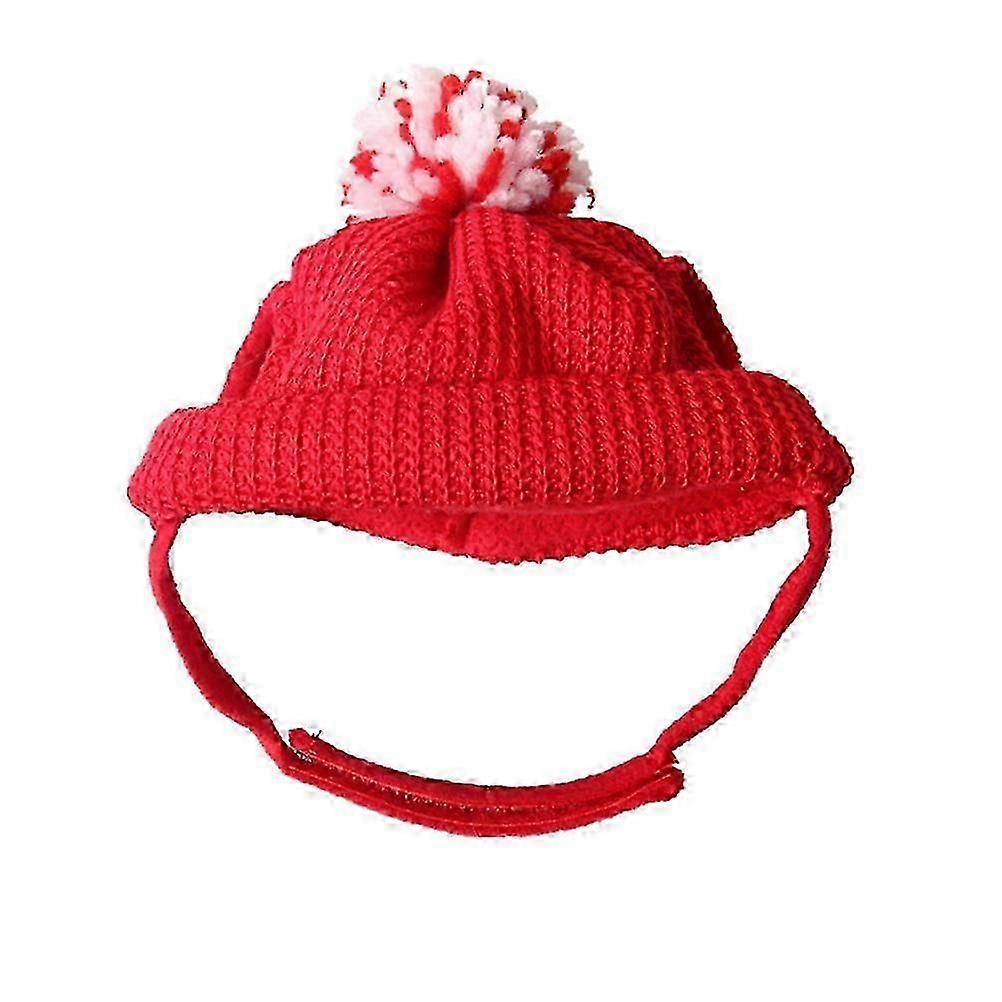 Warm Knitting Wool Santa Hat with Ear Holes for Pets
