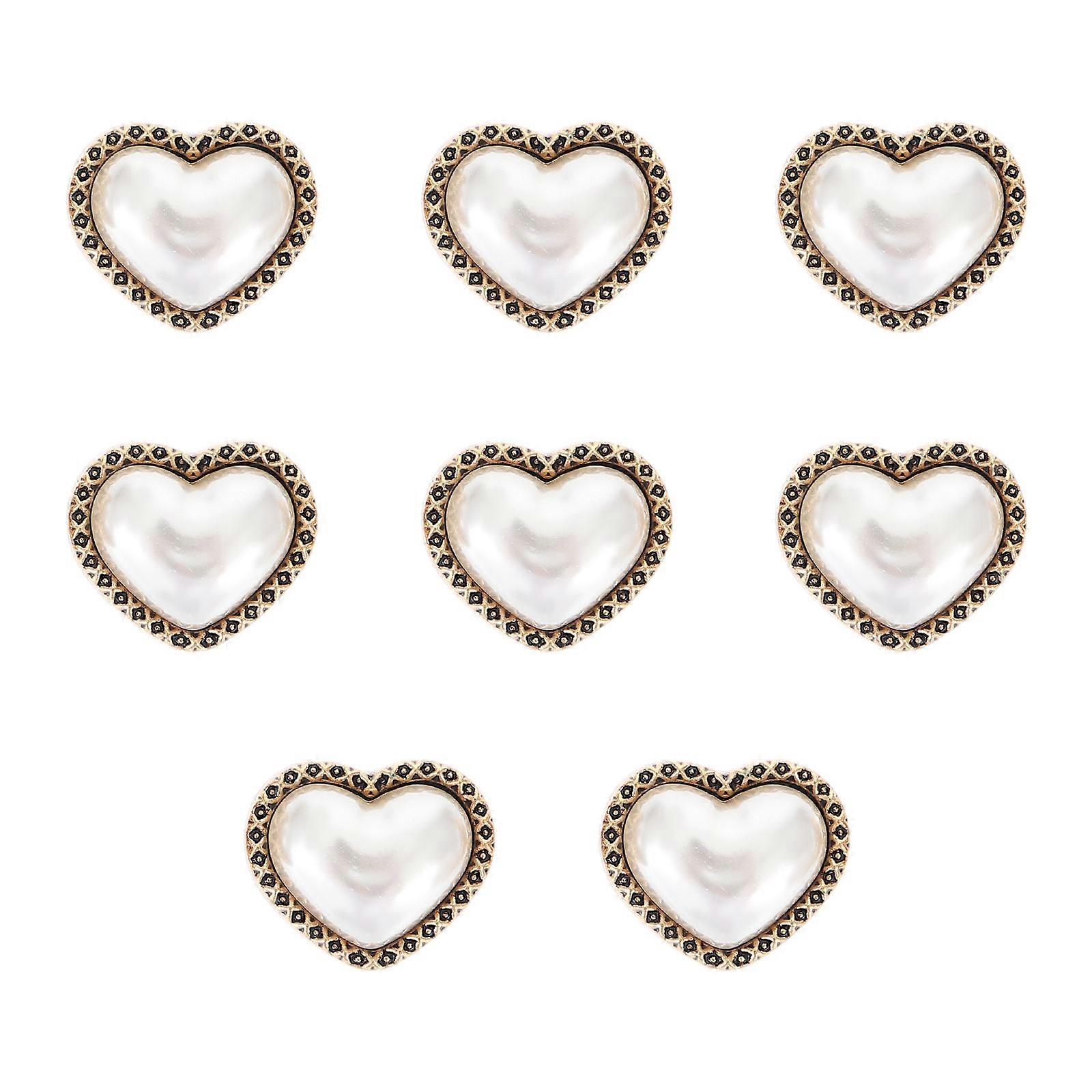 8 Pcs Heart Shaped Alloy Buttons for DIY Sewing Clothes Accessories with Assorted Colors
