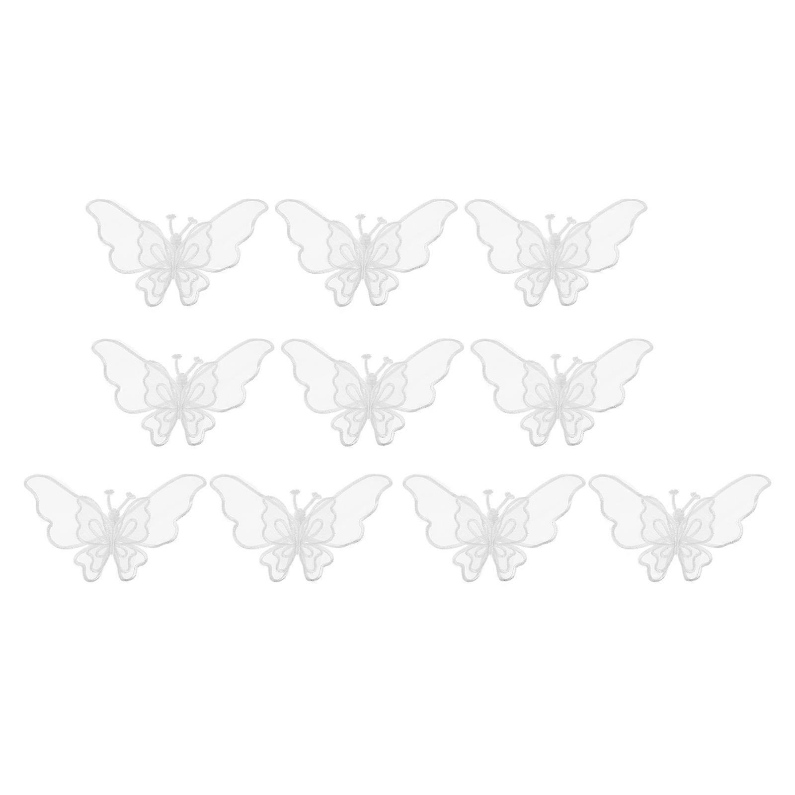 Lace Butterfly Applique Patches 10pcs Embroidered Sewing Accessories for Clothes, Bags, Costumes, Bridal & Craft Projects
