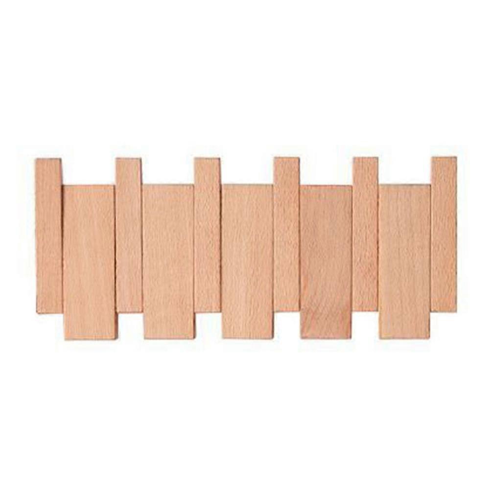Wall-Mounted Coat Hanger Solid Wood Clothes Hook Door Hanger Coat Rack Home Decoration Wood Color 4 Hooks