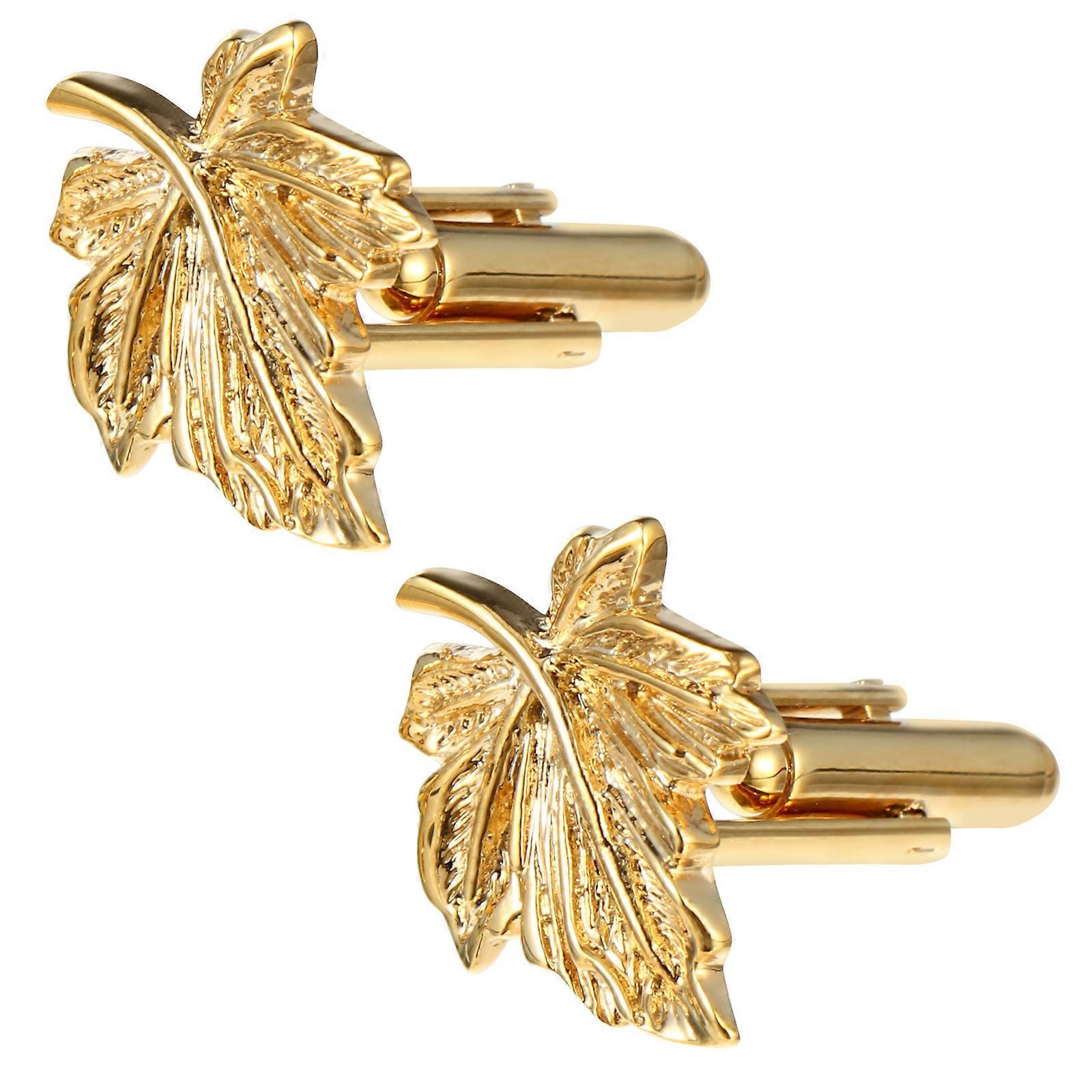 1 Pair Creative Maple Leaf Buttons for Fashion Shirt and Durable Cuff Studs