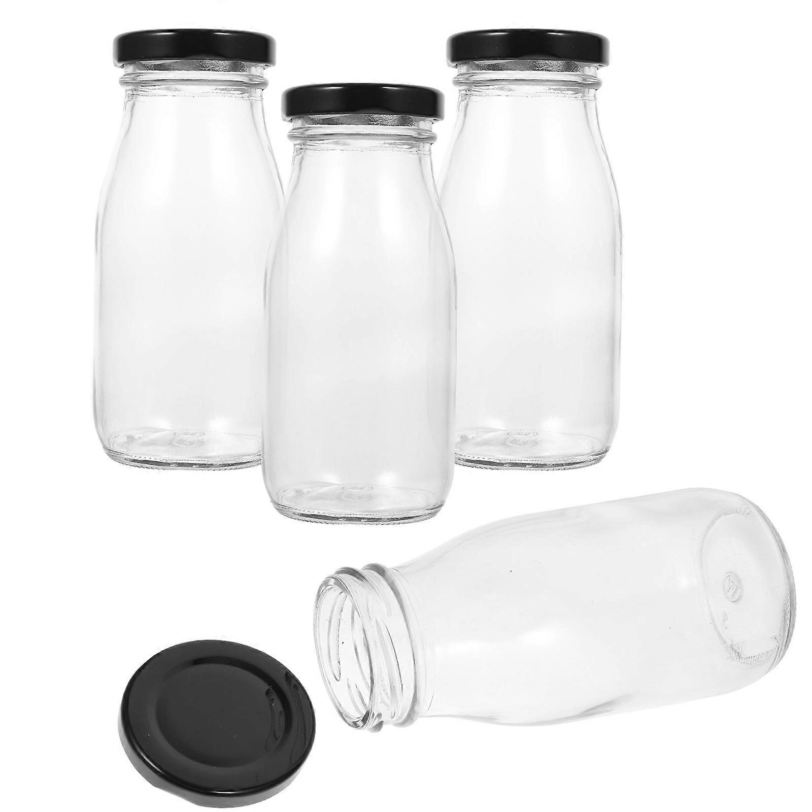Milk Bottles with Lids Glass Sealed for Colleges 250ml 4Pcs