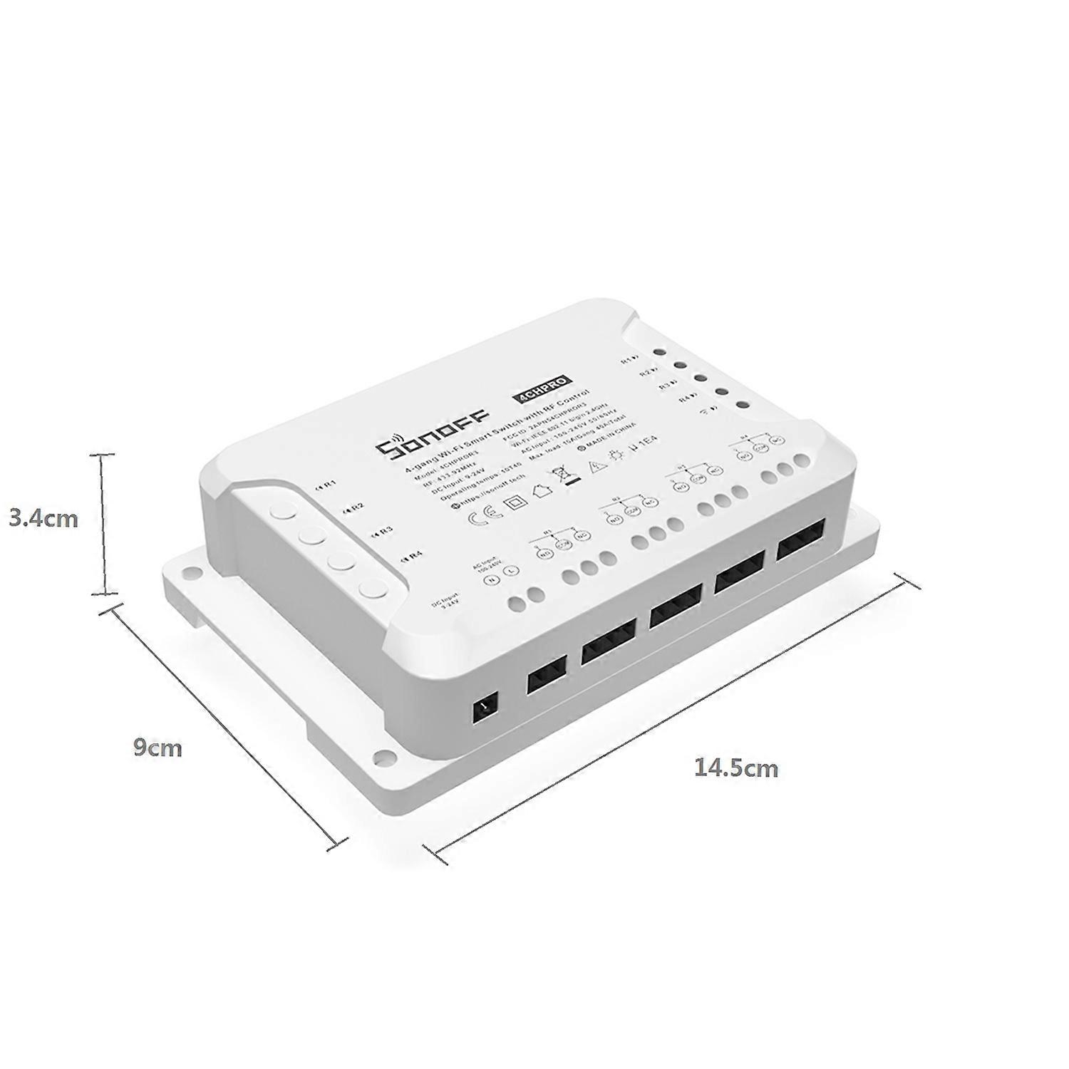 SONOFF 4CH PRO R3 4-gang Wi-Fi Smart RF Control 4 Way Automation Switch Module Compatible with Alexa Home