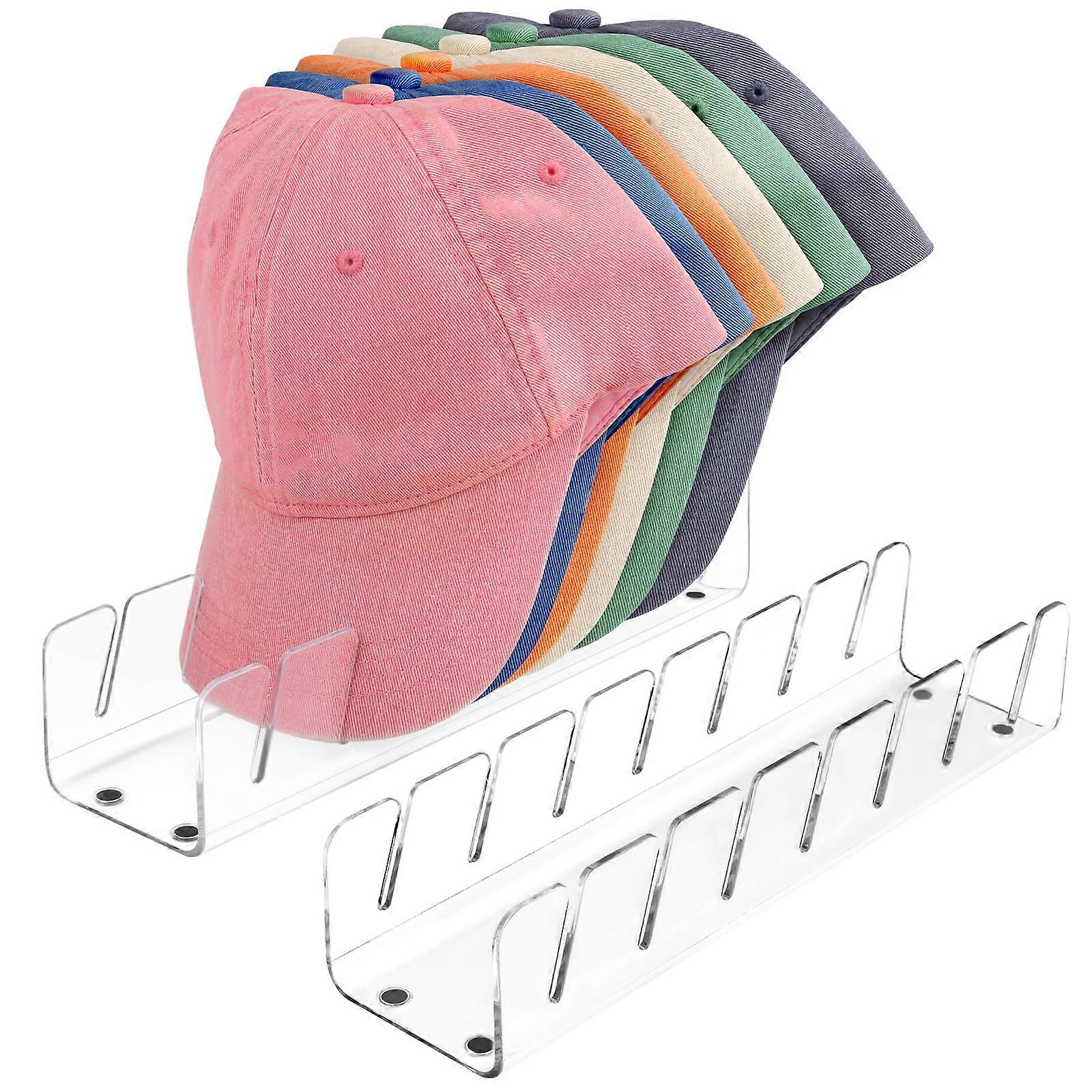 Cap Holder Pack of 2, Transparent Acrylic Cap Organizer for 14 Hats, Baseball and Fishing Cap Storage Solution