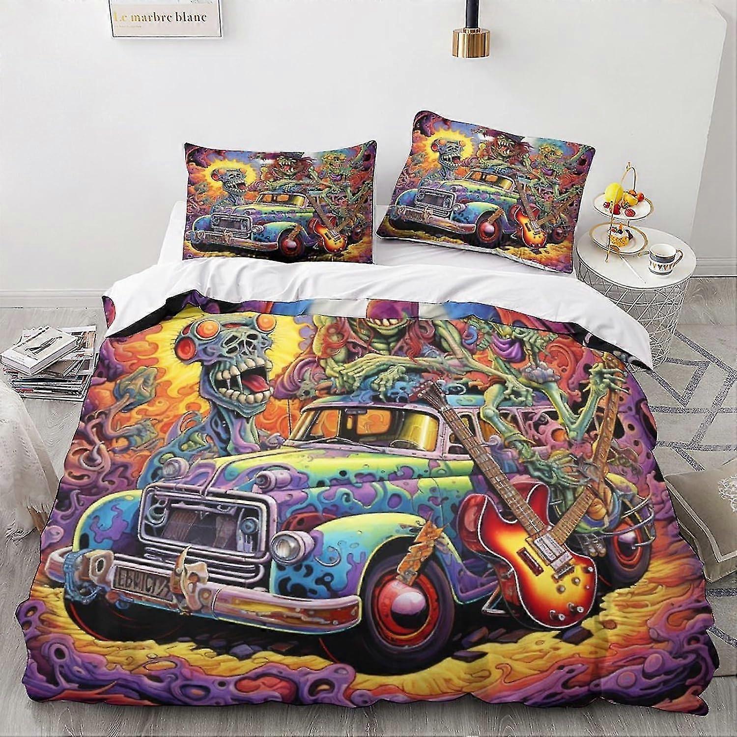3D Cartoon Quilt Duvet Cover Set, Soft Vintage Car Bed Cover, King Duvet Set with Zipper������ĳƷ��