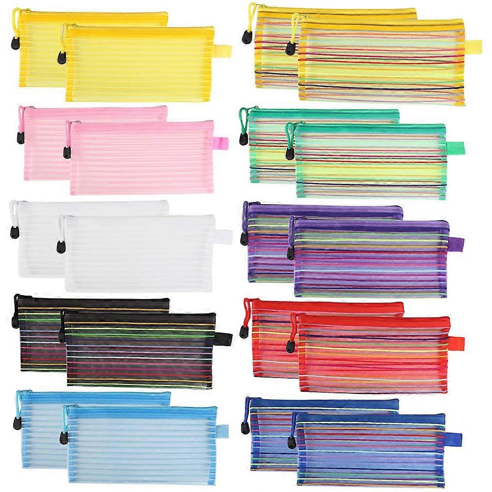 20pcs Simple Pencil Case Multi Function Stationery Bag for Office Supplies, Pouch for Pencils, Markers, and Drawing Tools in Random Colors