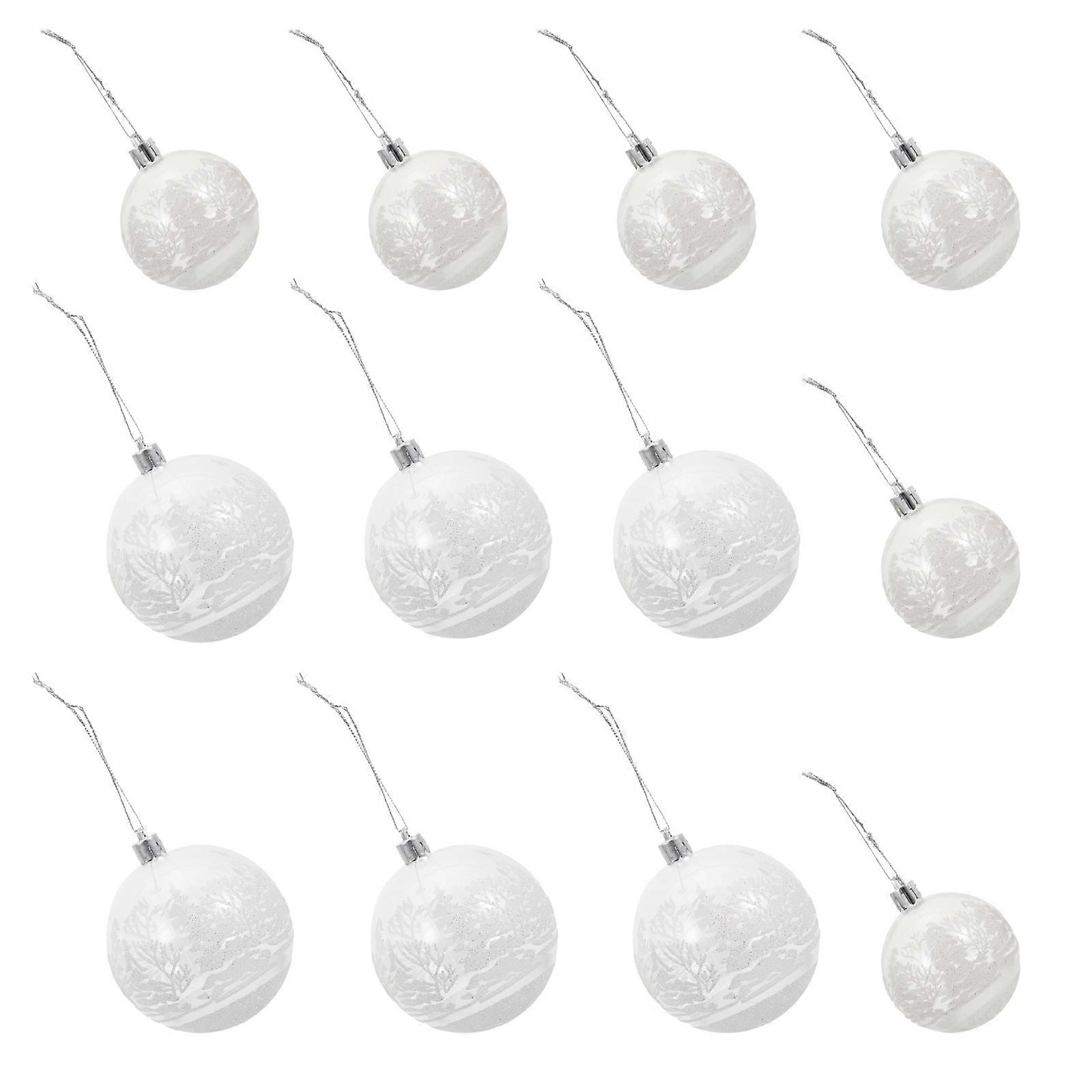 Christmas Balls Hanging Pendant Ball White Pattern Design Ball Decoration For Christmas Party 6cm Size 12Pcs