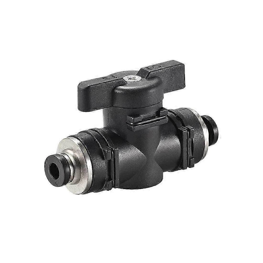 Pneumatischer Kugelhahn, Push-to-Connect-Absperrventil, 4mm Innendurchmesser, für Luftstromregelung, Kunststoff Zinklegierung schwarz, __f0.138