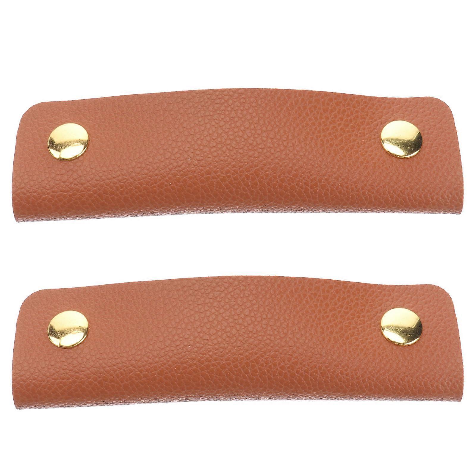 Luggage Bag Handle Protectors Rectangular Minimalist Style Travel Accessory Brown 2Pcs