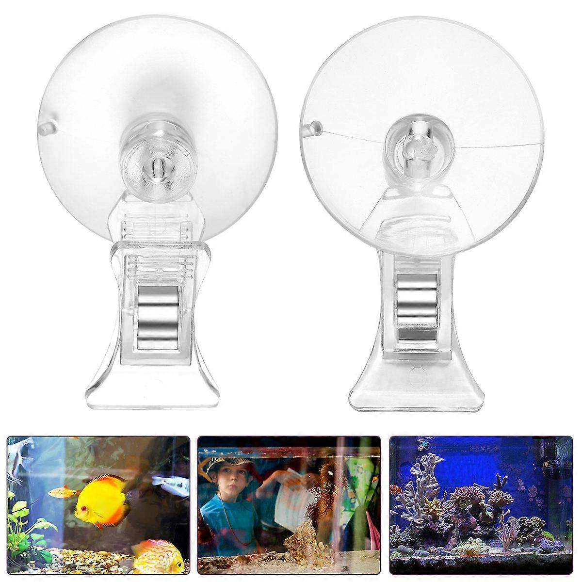 POPETPOP 4pcs Fish Tank Veggie Seaweed Clip with Suction Cup for Holding Feed Underwater