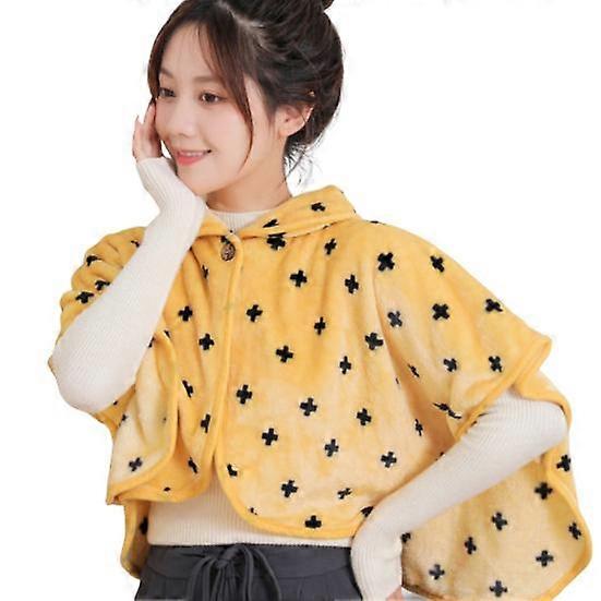 Yousheng Winter Short Shawl Buttoned Lapel Collar Imitation Lamb Wool Solid Color Windproof Warmth Oversized Shawl
