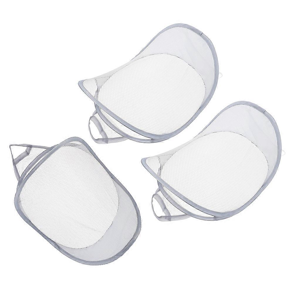 Grey Foldable Laundry Hamper with Strong Polyester and Iron Material for Home Storage 3pcs