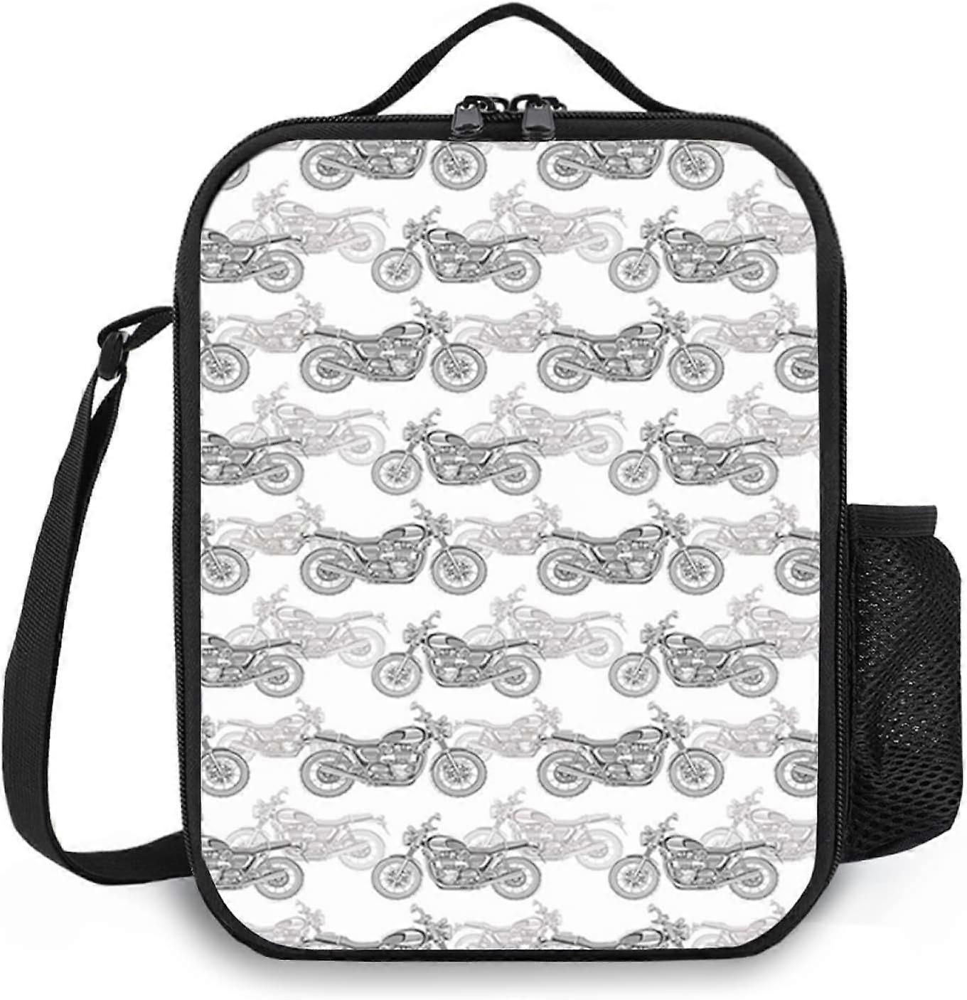 حقيبة غداء مغربية معزولة للنساء / الرجال ، ماندالا زهرية ملونة ، صندوق غداء قابل لإعادة الاستخدام لنزهة العمل المكتبي ، حقيبة غداء مع حزام كتف قابل للتعديل 