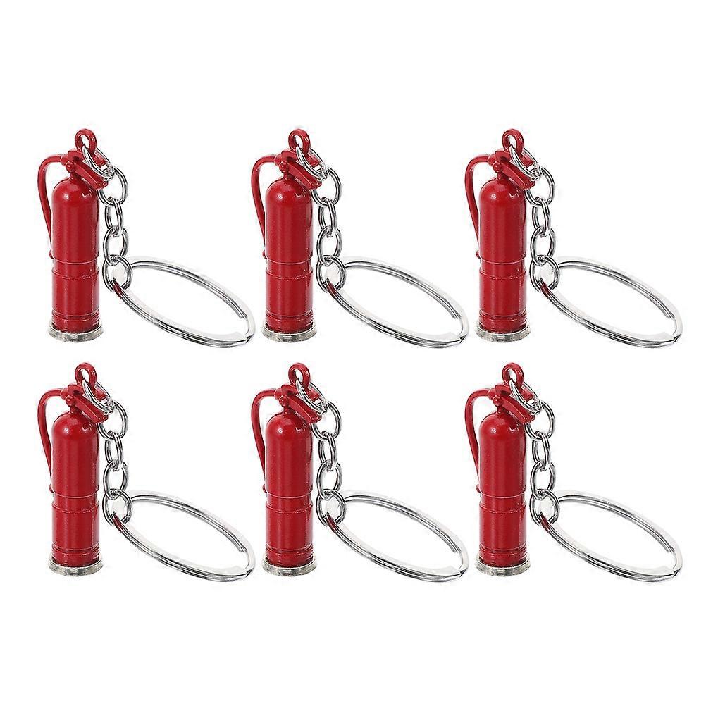 6Pcs Alloy Firefighter Keyring Key Accessory Daily Use Red Miniature Fire Extinguisher Style