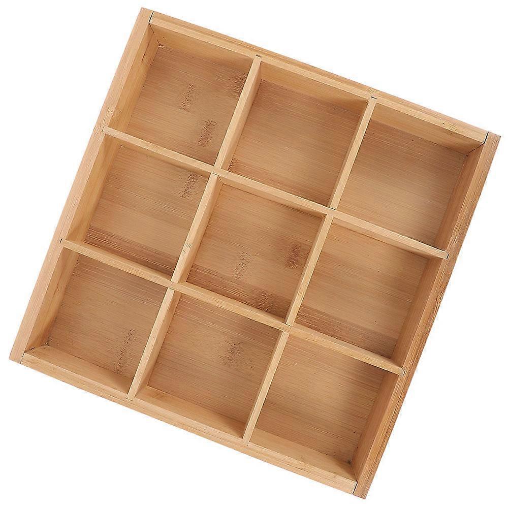 Bamboo Serving Tray with 9 Compartments for Storage Light Brown MultiUse 7.87 x 1.18 x 5.51 Inches