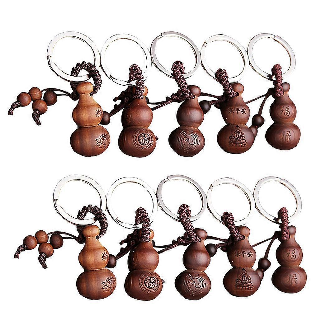 10 Pcs Brown Plastic Gourd Shape Key Chain Pendant for Car Keys and Decoration