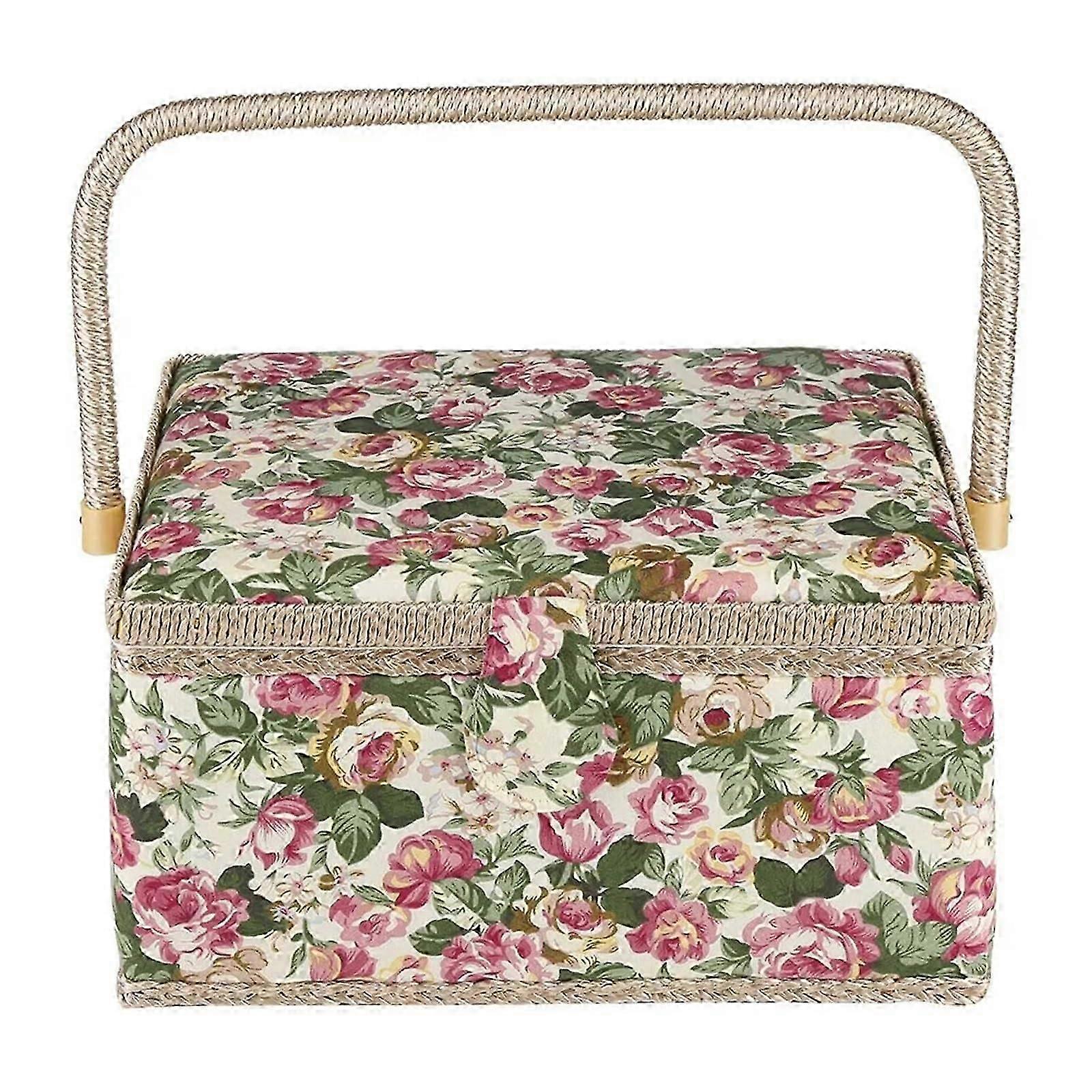 Charming Floral Sewing Box  Practical Storage Solution for Craft and Fabric Supplies