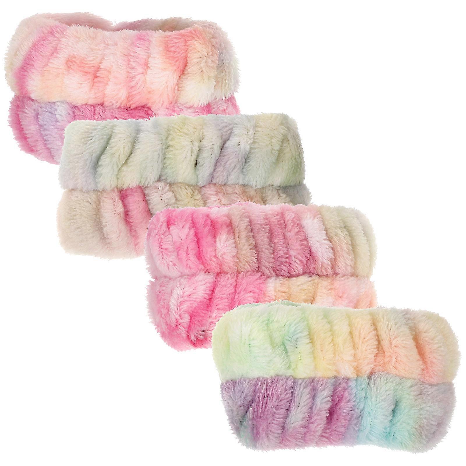 Face Washing Wristbands 4Pcs Chic Style Flannel Wristbands For Skin Care Prevent Water Flowing Down Arms Adjustable