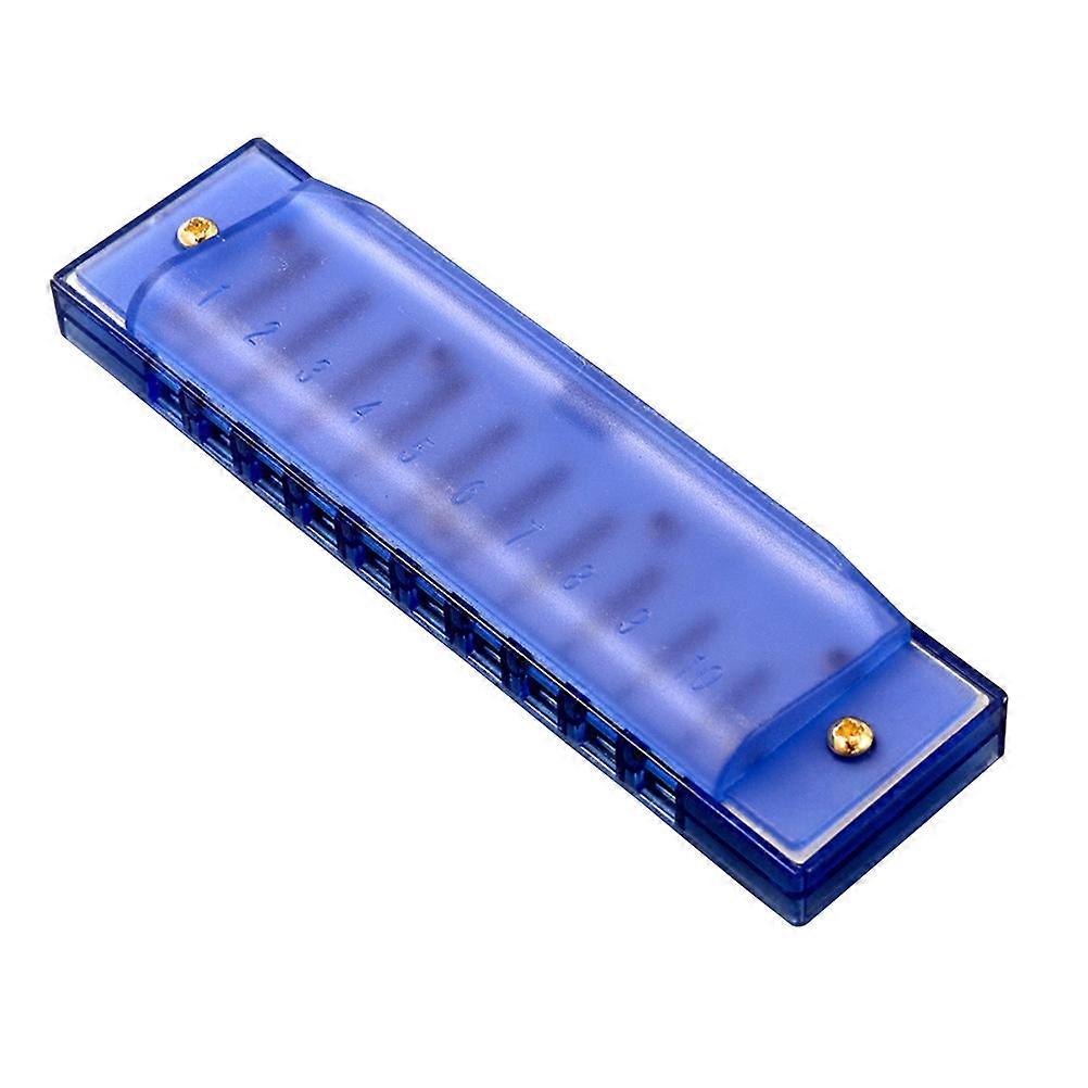 Blue Plastic Harmonica Instrument with 10 Holes for Playing Perfect for Beginners and Kids Gifts