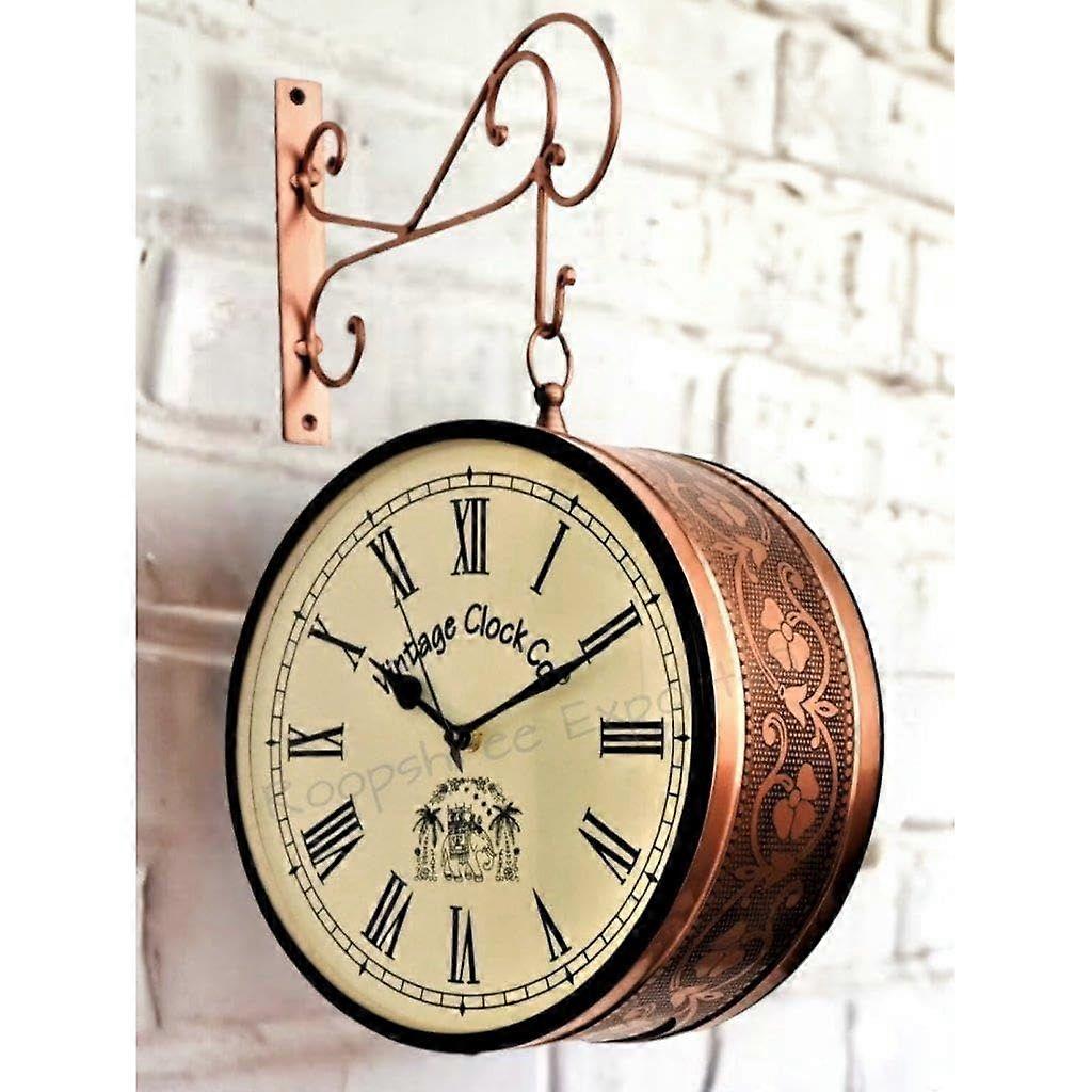 (6 INCH - Two Side Roman Numbers) Vintage Clock Iron Handcrafted Double Side Analog Clock With Roman Numbers